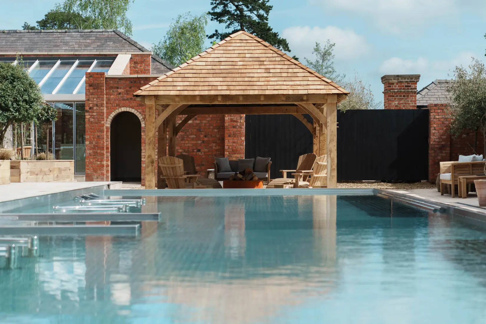 An image of the outdoor pool at Eden Hall