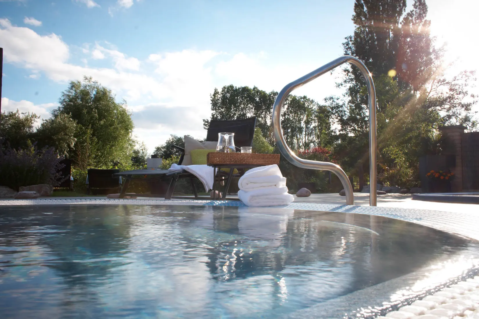 An image of one of the outdoor pools at Eden Hall