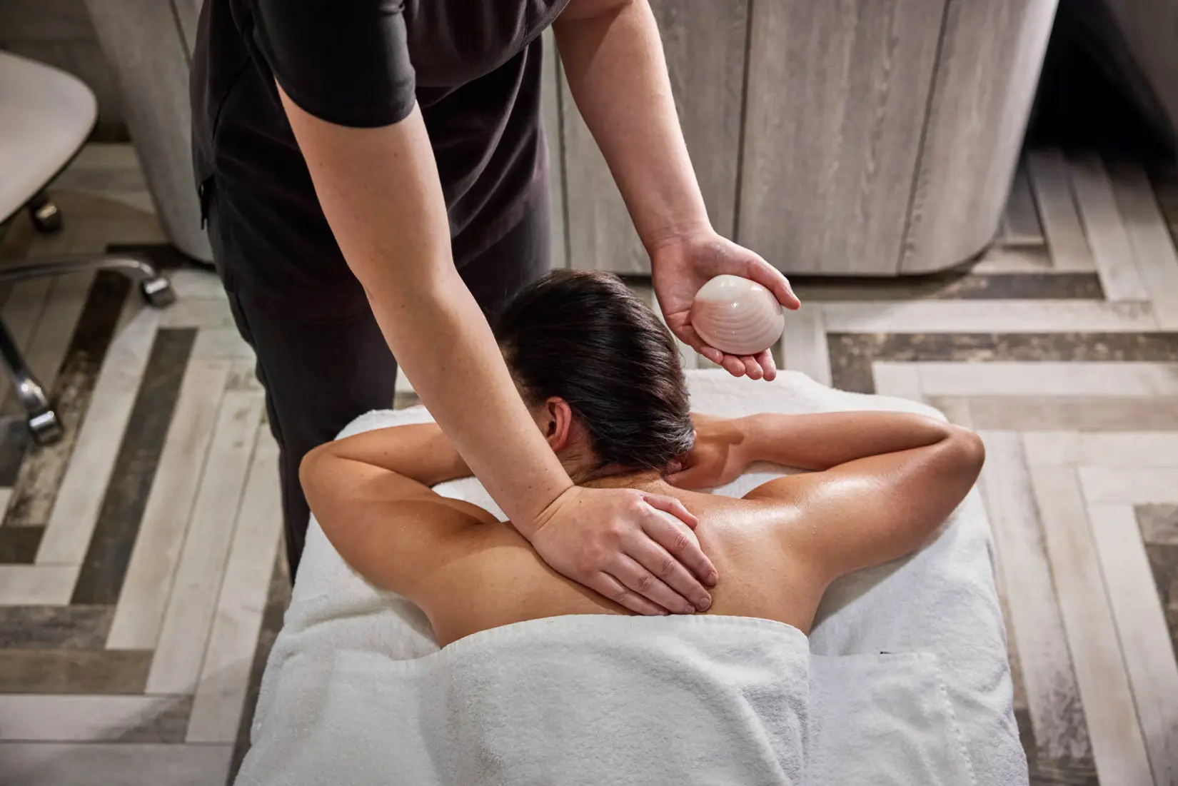 An image of a massage treatment at Eden Hall