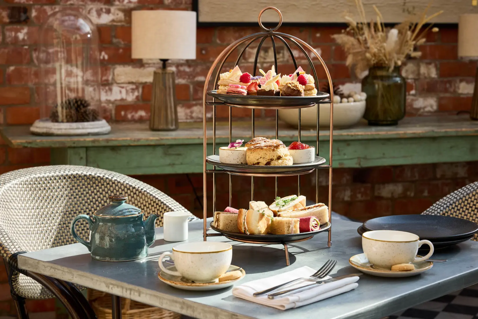 An image of a afternoon tea set at Eden Hall