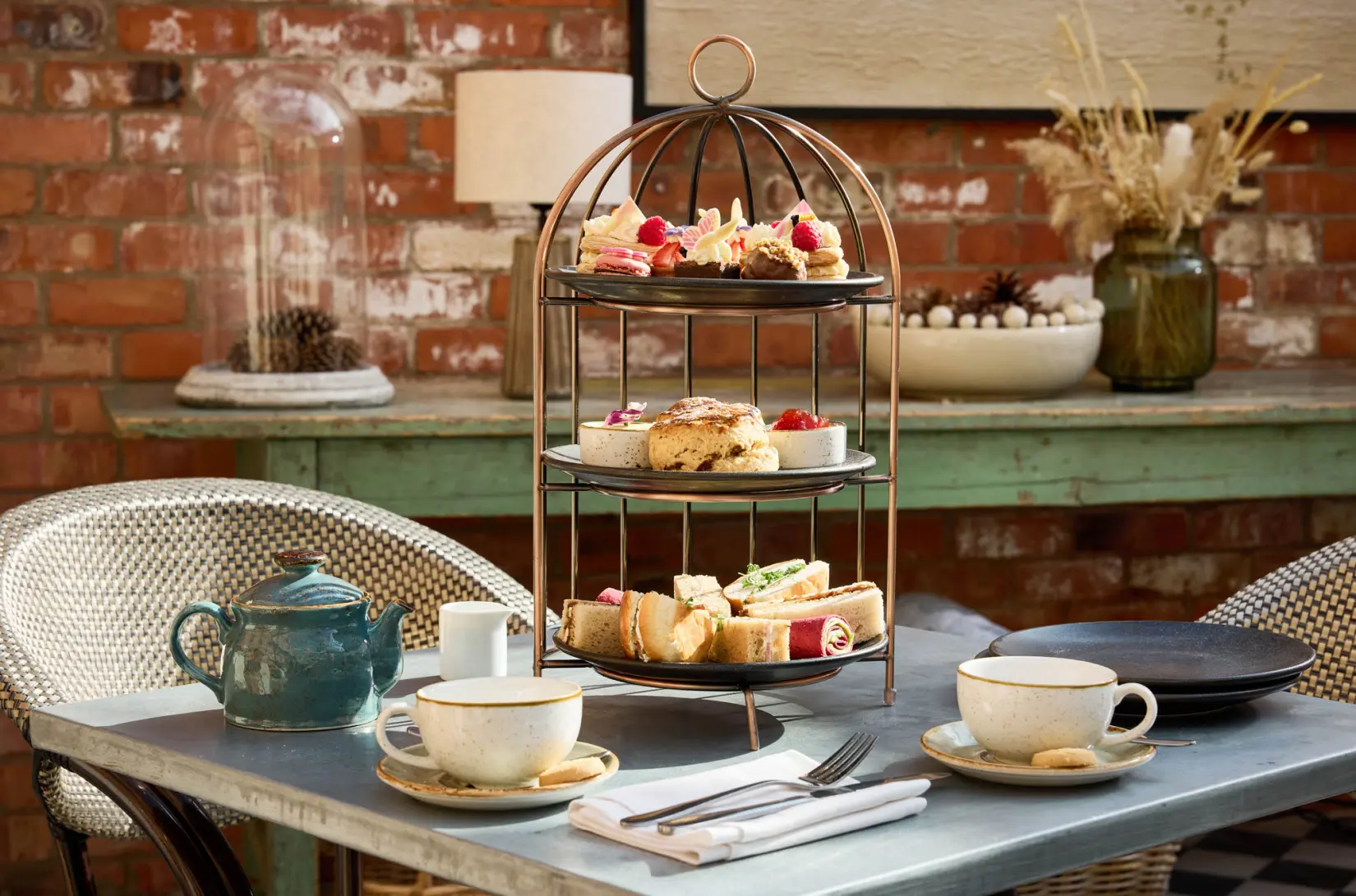 An image of a afternoon tea set at Eden Hall
