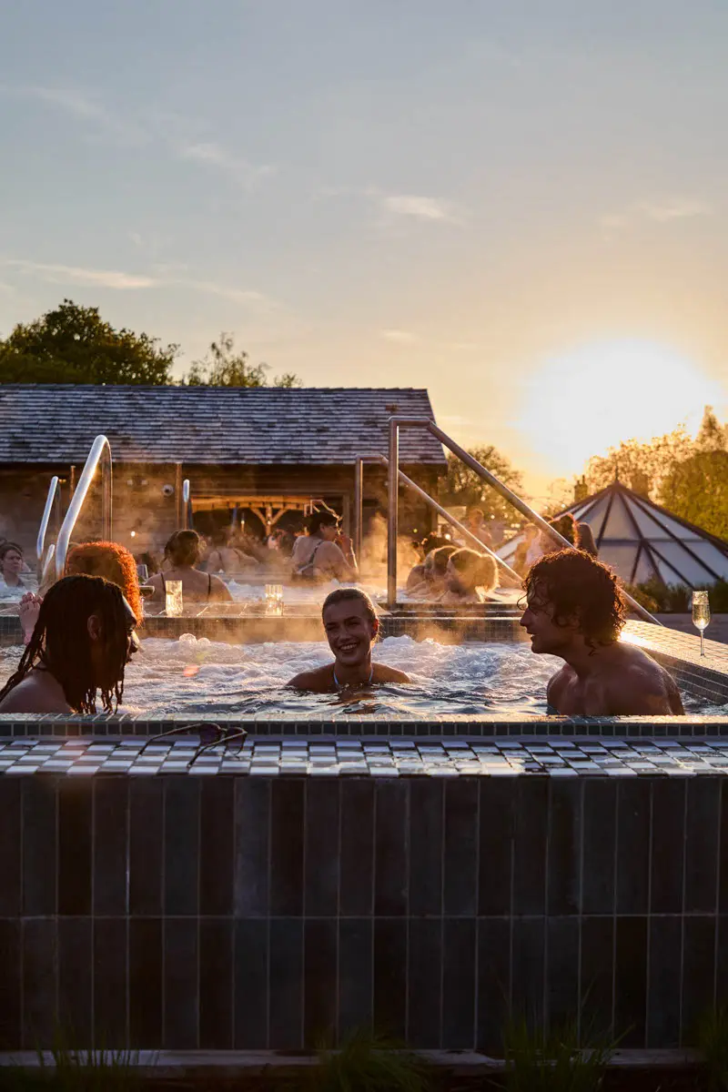 An image of a group in a hot tub at spa terrace at Hoar Cross Hall