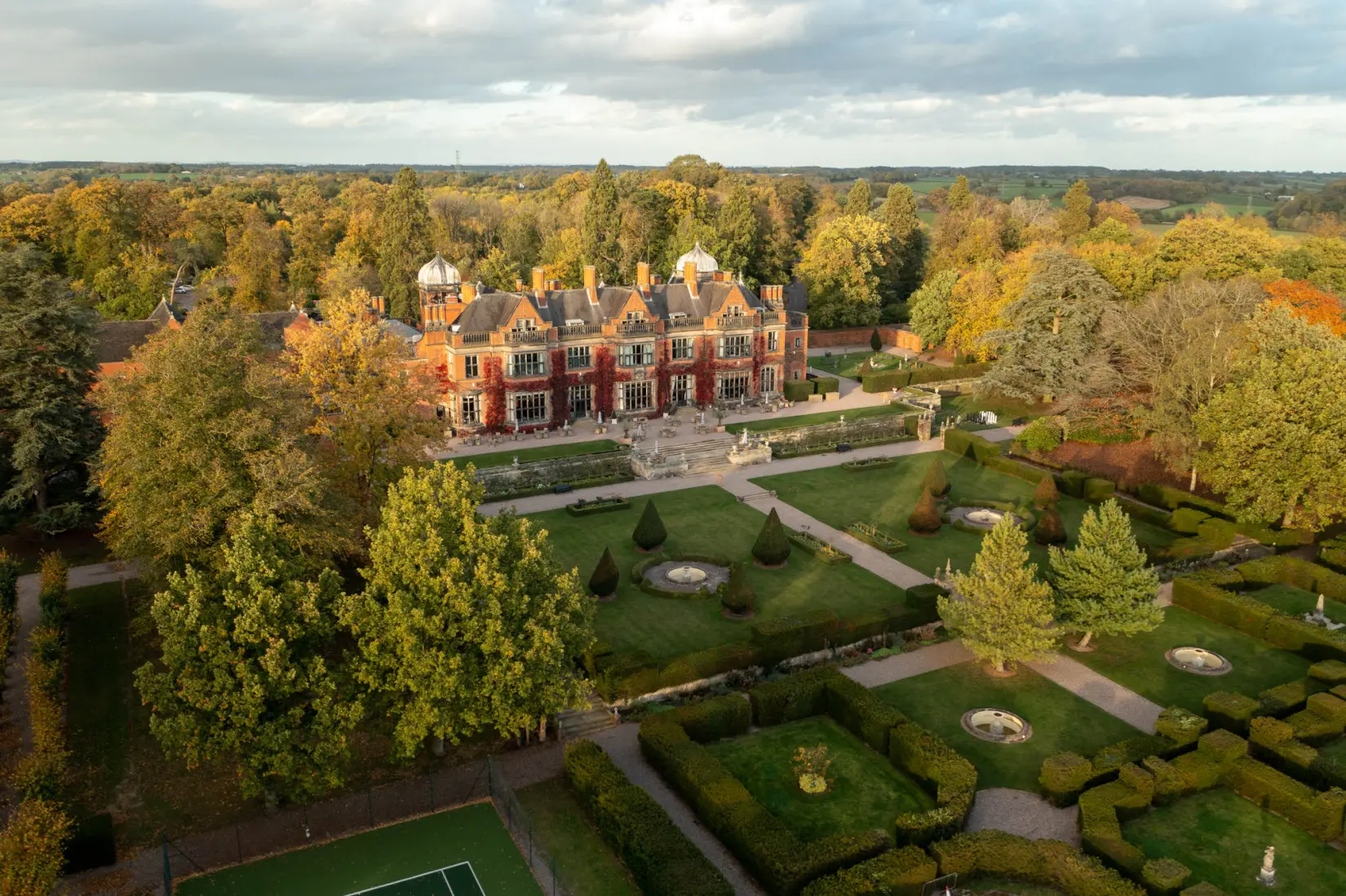 An image of the exterior at Hoar Cross Hall