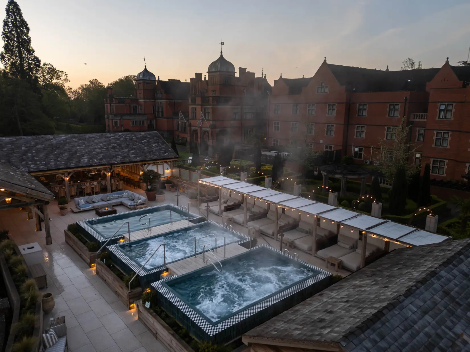 An image of the terrace at Hoar Cross Hall