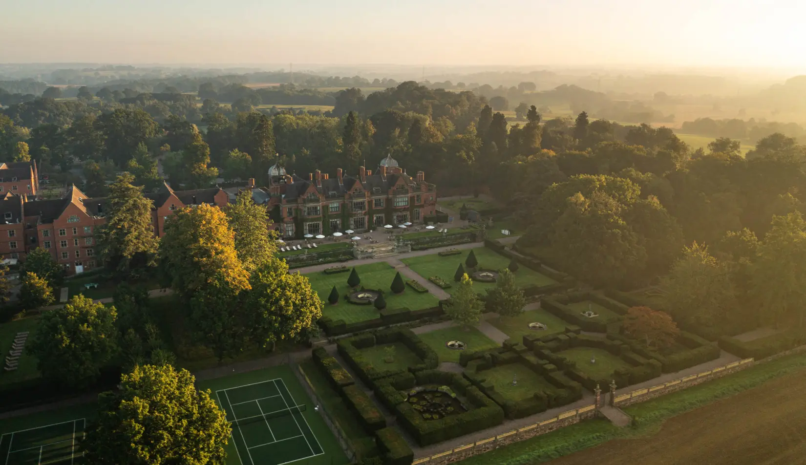 An image of the exterior at Hoar Cross Hall