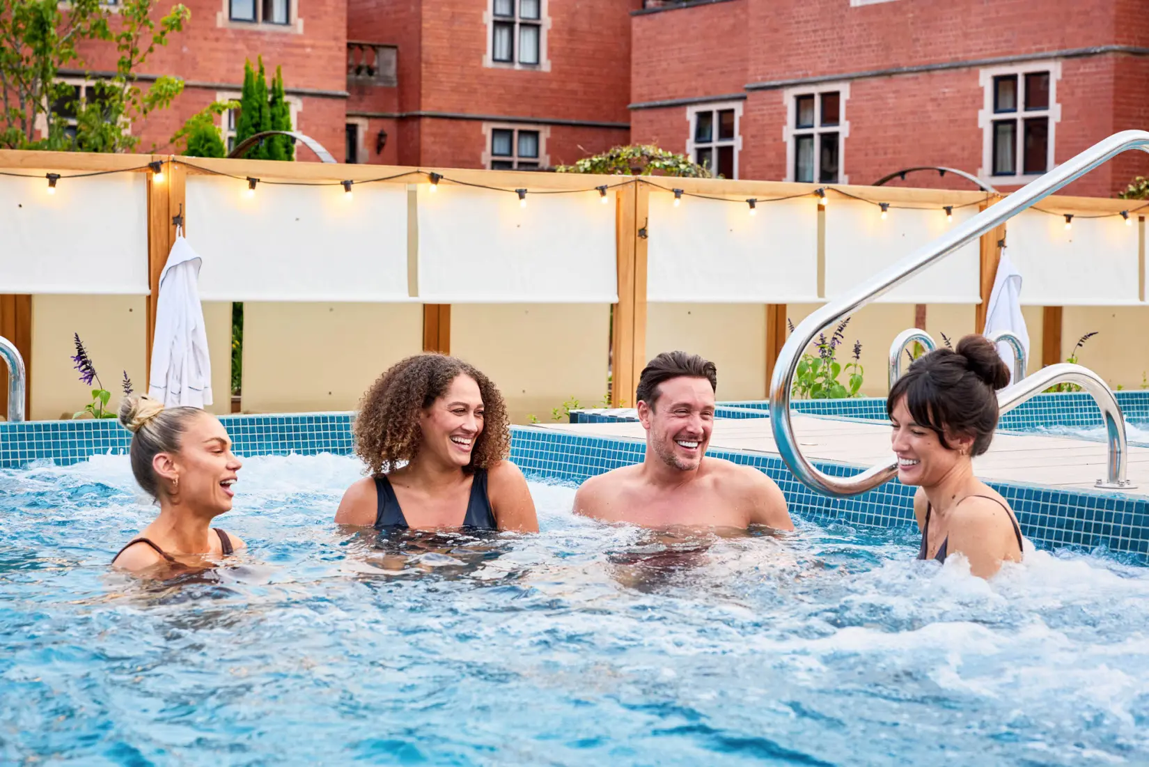 An image of a group in the terrace pool at Hoar Cross Hall