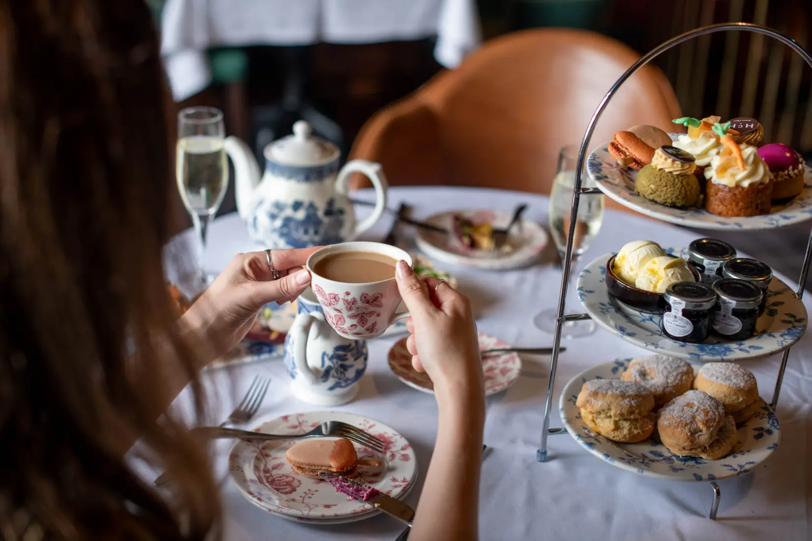 An image of a afternoon tea set at Hoar Cross Hall