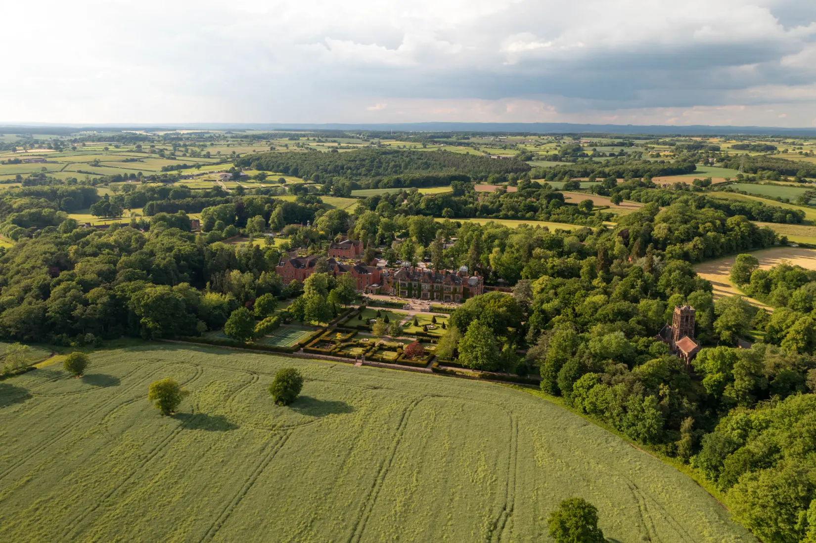 An image of the exterior at Hoar Cross Hall