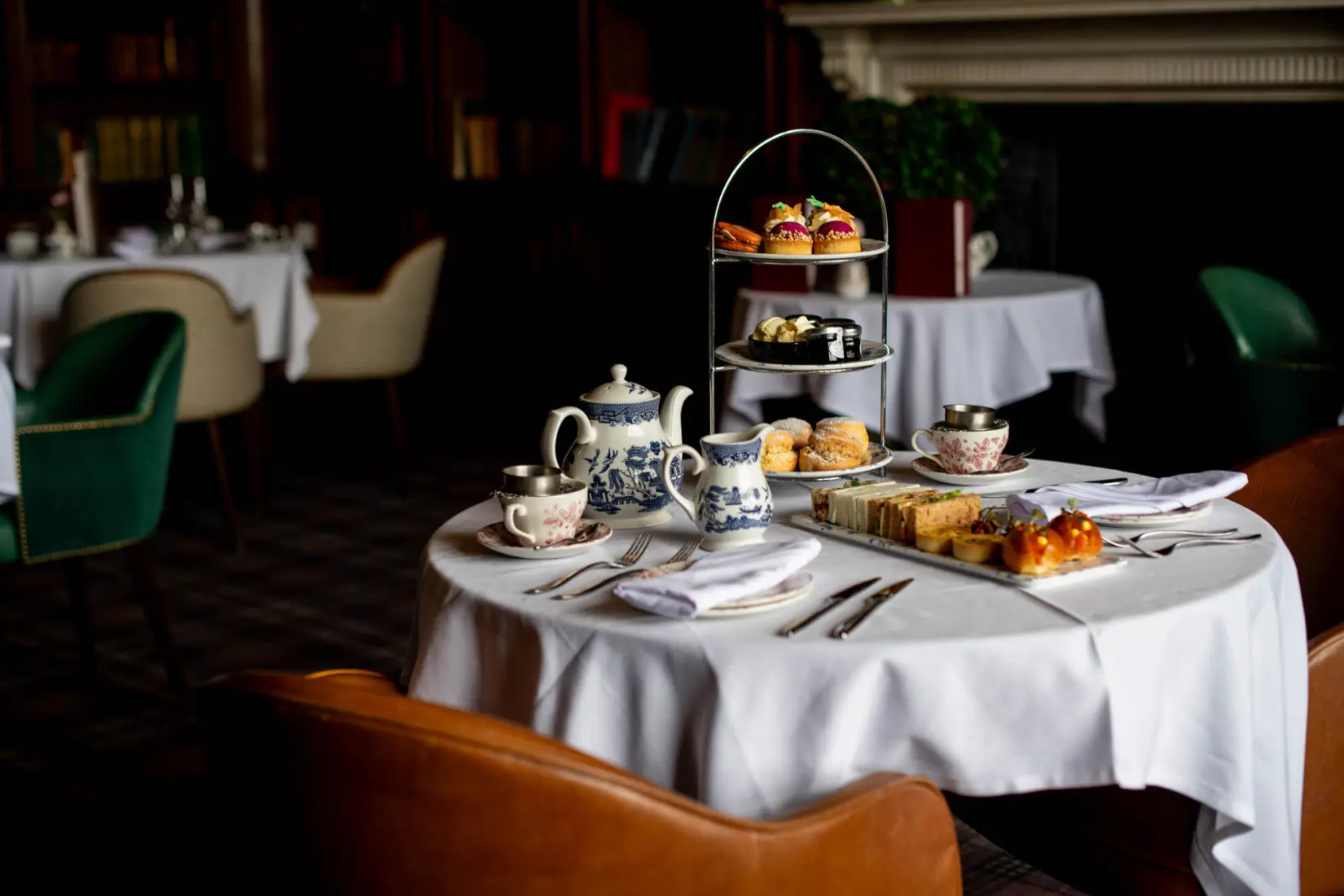 An image of a afternoon tea set at Hoar Cross Hall