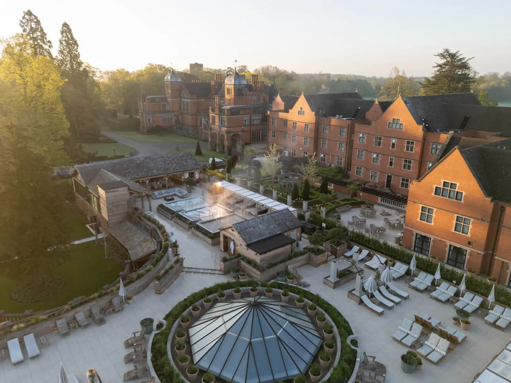 An image of the terrace at Hoar Cross Hall