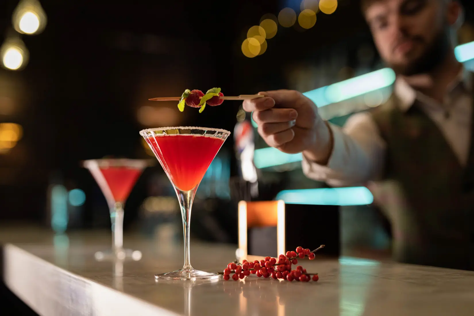 An image of a cocktail at Hoar Cross Hall