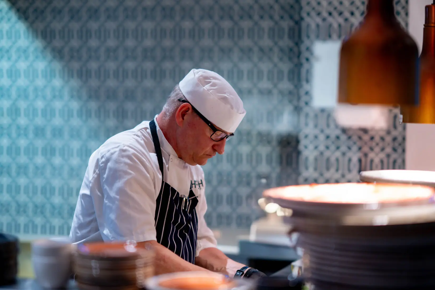 An image of the kitchen staff at Hoar Cross Hall