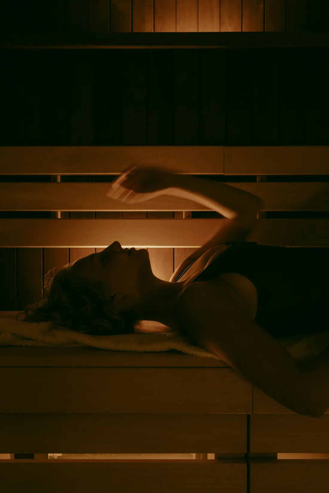 Guest relaxing in the Finnish Sauna